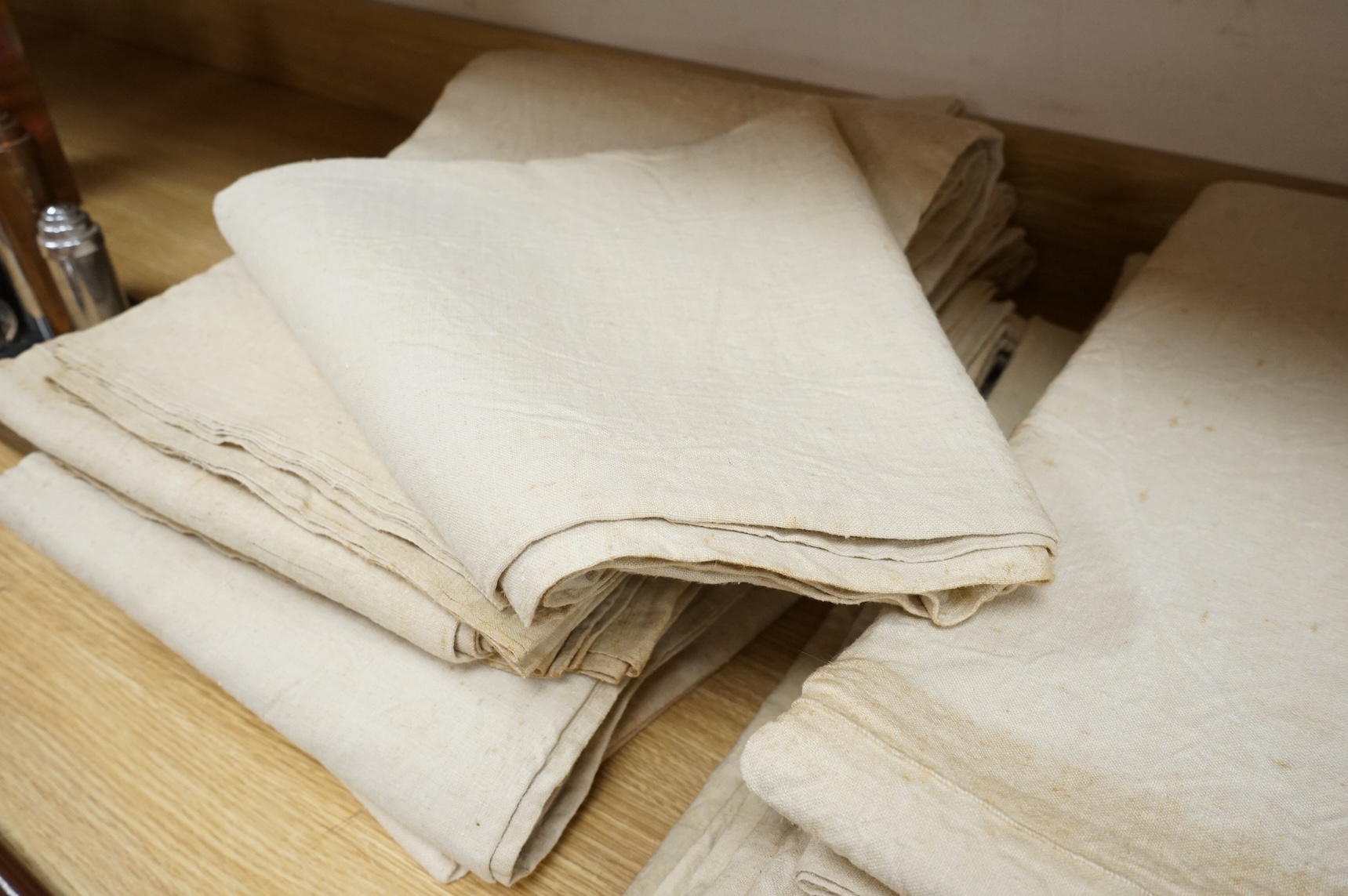 Nine coarse linen sheets